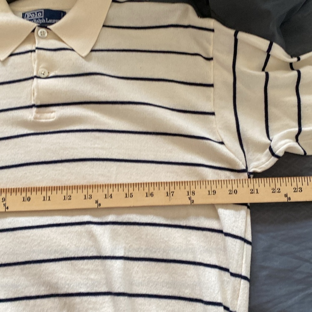 POLO Ralph Lauren Men’s Vintage Striped Long Sleeves Polo Size XL. Made in Italy - Picture 8 of 10